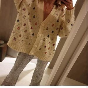 Zara Limited Edition sequin floral cardigan
